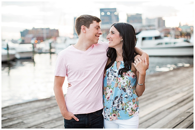 Fell's Point Baltimore Engagement Session | Summer Engagement Inspiration in downtown Baltimore | Summer engagement outfit inspiration | Photo by Richard and Tara Photography